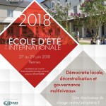 École d'été internationale : "Démocratie locale, décentralisation et gouvernance multiniveaux : une réactivation du clivage centre/périphérie""